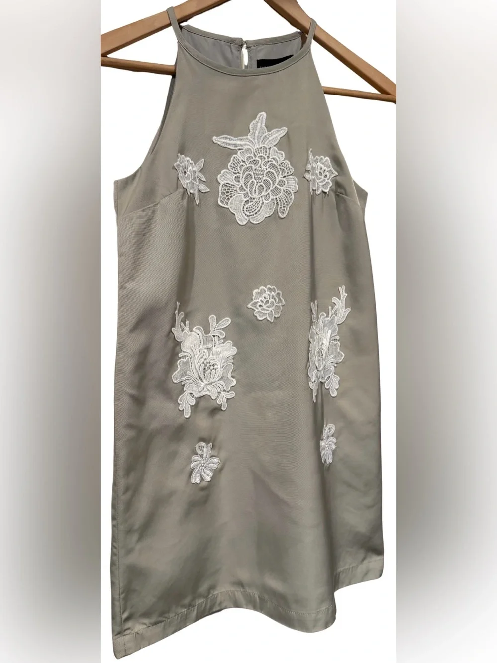 Victoria Beckham for Target Floral Appliqué Shift Dress L 10-12 Gray Sleeveless